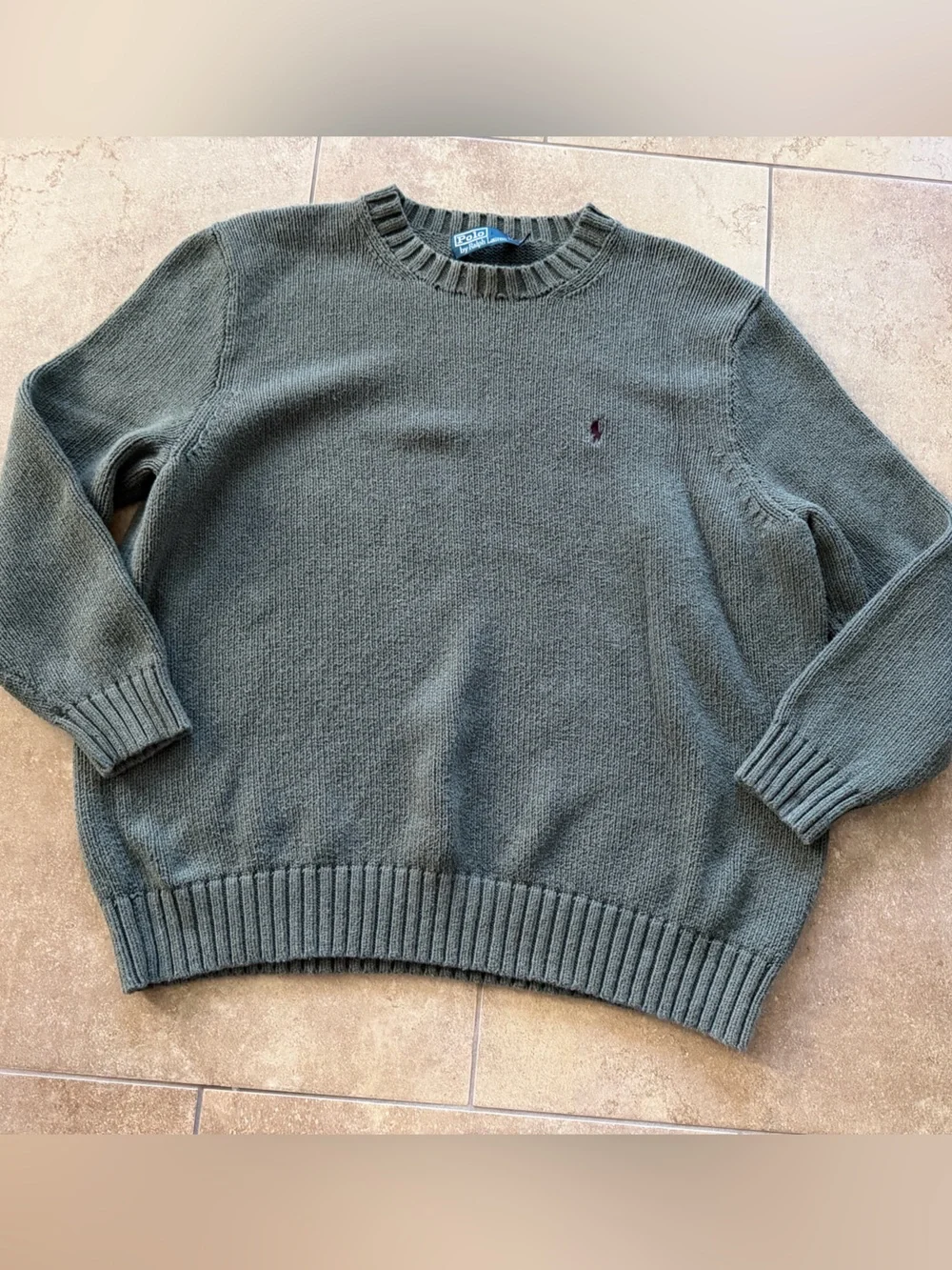 Polo Ralph Lauren Men’s Olive Green Cotton Crewneck Sweater Size 3XB